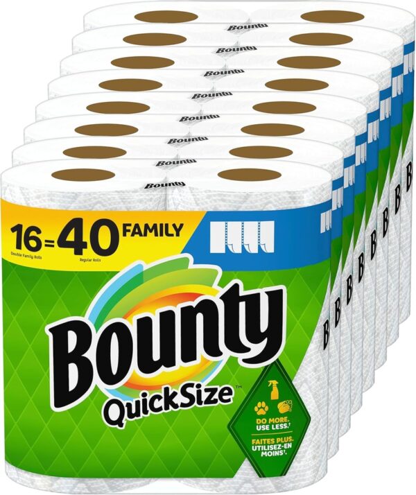 Bounty Quick Size Paper Towels, White, 16 Family Rolls