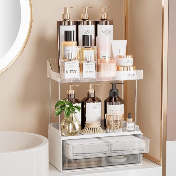 Delamu 2-Tier 2-Drawer Bathroom Counter Organizer